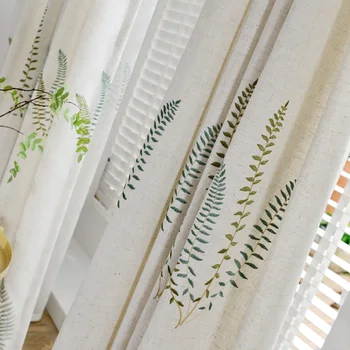 

Korean Rural Curtains for Living Room Embroidered Tulle Curtain for Bedroom Room Balcony