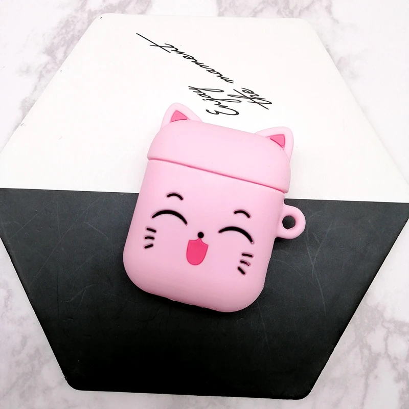 Pinkcat Чехол для Airpods, силиконовый чехол для Apple Air pods, милый чехол для наушников, 3D чехол для наушников, аксессуары для наушников - Цвет: Pinkcat