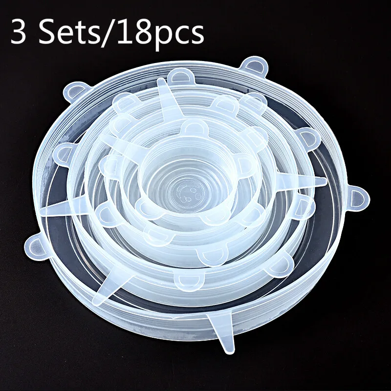 white 3 Sets Мягкая силиконовая крышка, 6-Pack различные размеры крышки для чаши прочные силиконовые чаши крышки эластичные контейнеры пищевые кухонные аксессуары - Цвет: white 3 Sets