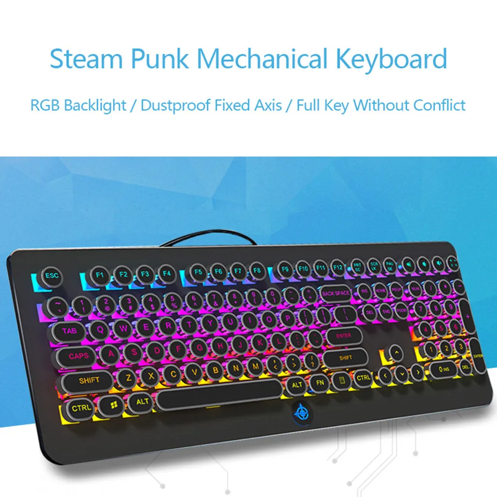 Gameing Keycap Ретро СТИМ панк механическая клавиатура 108 клавиш RGB с подсветкой Пылезащитная фиксированная клавиатура Axis полный ключ без коллизии