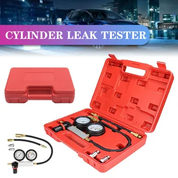 

0-100PSI Cylinder Leak Tester Compression Leakage Detector Kit Set Petrol Engine Gauge Tool Double Gauge System Automobile Tools