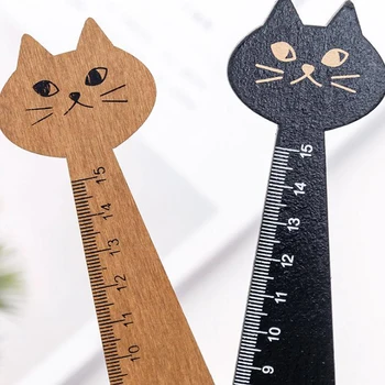 

1 Pcs Cartoon 15cm Animal Cat Wooden Straight Rulers Measuring Drawing Sketch Ruler Stationery Gift Korean Office School Supply