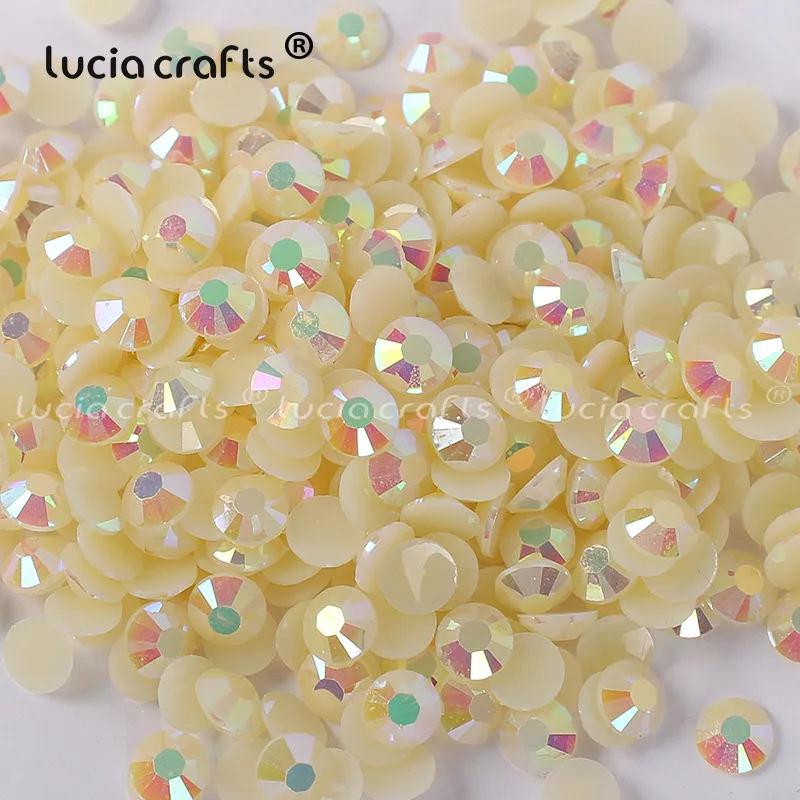 Lucia crafts 500 шт/1000 шт 5 мм AB FlatBack ИМИТИРОВАННАЯ Конфета из смолы Стразы Мобильный телефон DIY дизайн ногтей G0307 - Цвет: light yellow 500pcs