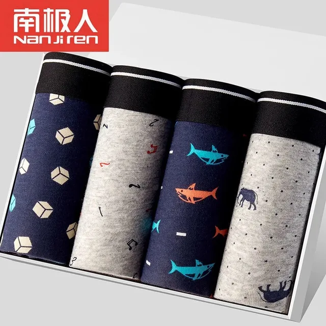 4PCS/Lot Men Underwear Cotton Boxers Panties Comfortable Sexy Solid Cuecas Trunks Mens Underpants Shorts Sexy Solid Male Panties Dark Grey