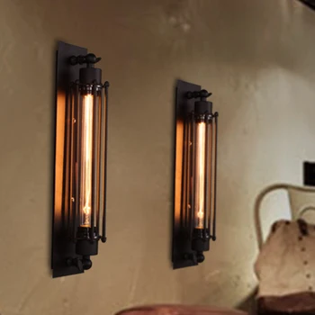 

E27 Indoor Decoration Cafe Bar Hallway Corridor Vintage Industrial Loft Iron Structure Hotel Restaurant Long Rustproof Wall Lamp