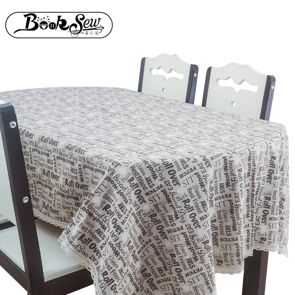 

Booksew Thick Table Cloth Texts Design Linen With Lace Tablecloth Rectangular Square Dining Table Cover For Home Party Kitchen