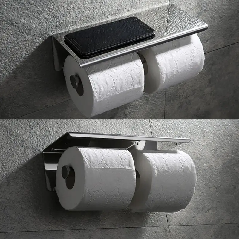 Двойной держатель туалетной бумаги ткань для ванной держатель рулона с полкой