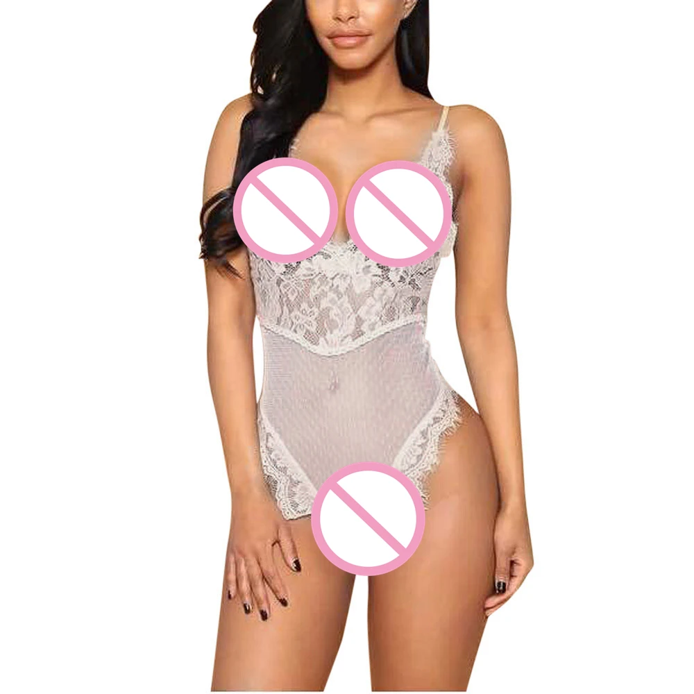 Sexy Women sheer bodysuit Lace G-string Briefs Panties Thongs Hollow Lingerie Rompers Underwear teddy bodysuit lace panties