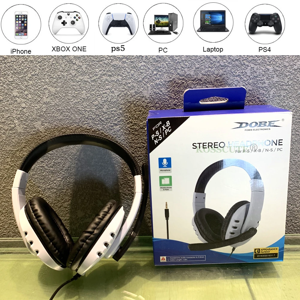 Cuffie Cablate Ps5 Gamer Pc 3.5Mm Per Xbox One Pc Ps4 Cuffie Ps3 Ns Surround Sound Gaming Overear Laptop Tablet Gamer