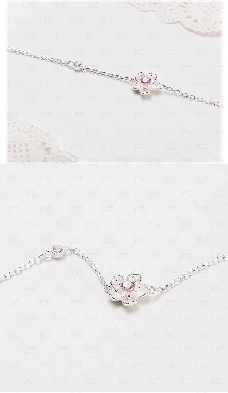 Модные свадебные комплекты ювелирных изделий 925 стерлингового серебра вишни цветок ожерелья серьги для женщин