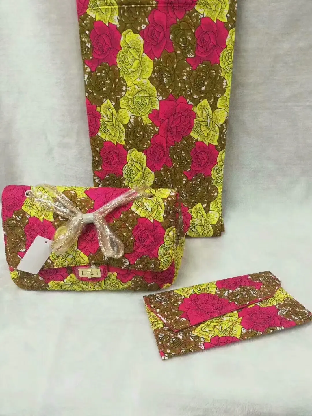 Женские кошельки и сумки в африканском стиле, восковая сумка, набор, африканская восковая ткань, 6 ярдов/партия