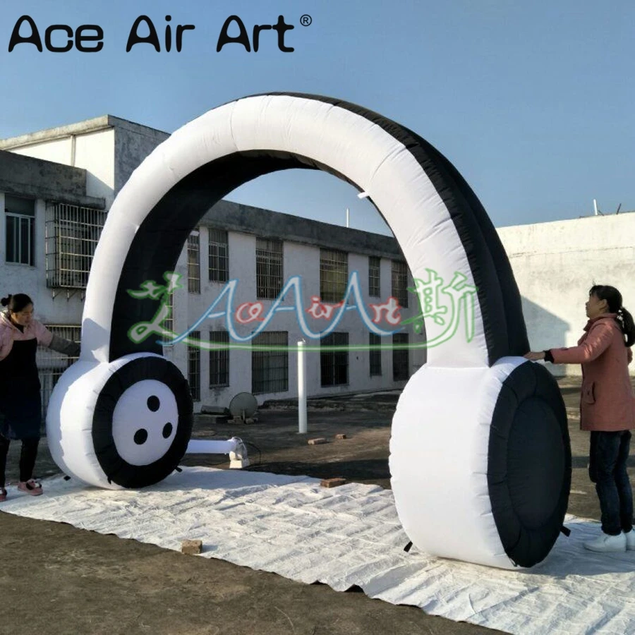  4.2m high 3m width large inflatable headphone earphone replicas archway for advertising/music event
