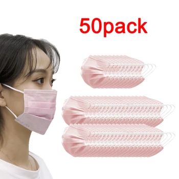 

50pcs 3 Layer Disposable Face Mask Protective Mouth Masks Anti Dust Anti Haze with Ear Loop