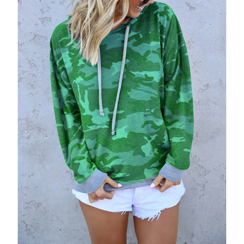 

LITTHING 2019 New Hoodie Women Autumn Hoodie Long Sleeve Camouflage Patchwork O Neck Sweatshirt Casual Hooded Blouse