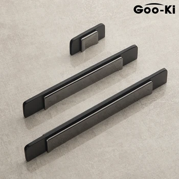 

European Affordable Luxury Cabinet Handles Black Gray Splicing Kitchen Cupboard Pulls Drawer Knobs Furniture Handle Hardware