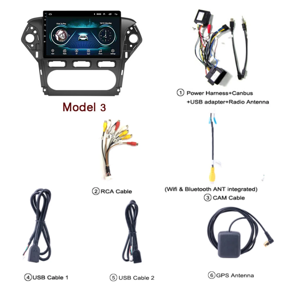 Автомобильный радиоприемник для Ford Mondeo 2007-2013 10 дюймов gps навигация Мультимедиа Видео Сенсорное Зеркало Ссылка - Цвет: Model 3