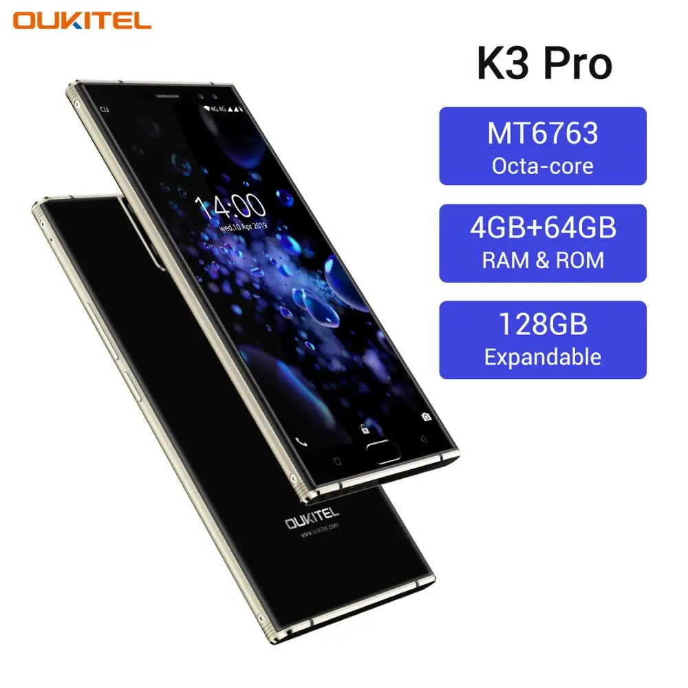 Мобильный телефон Oukitel K3 Pro Восьмиядерный MT6763 4 Гб 64 ГБ 5 дюйма двойной экран 2.5D 6000