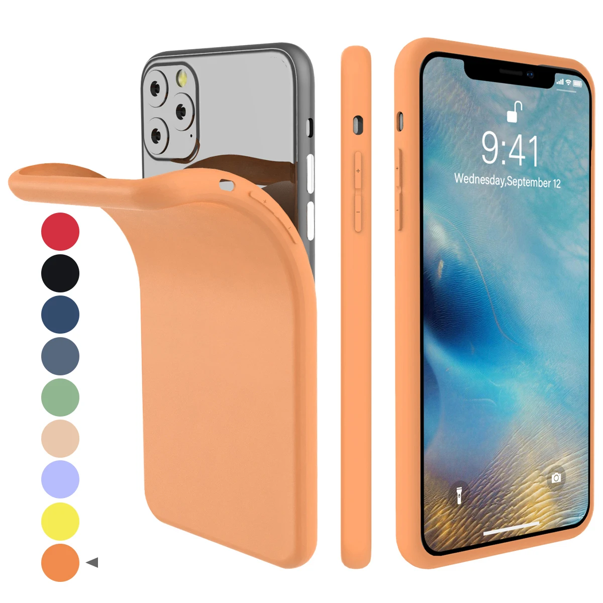 

For 2019 iPhone 11/11 Pro/11 Pro Max Phone Case Candy Color Soft TPU Built-in Velvet Material Anti-Scratch Case For iPhone Coque