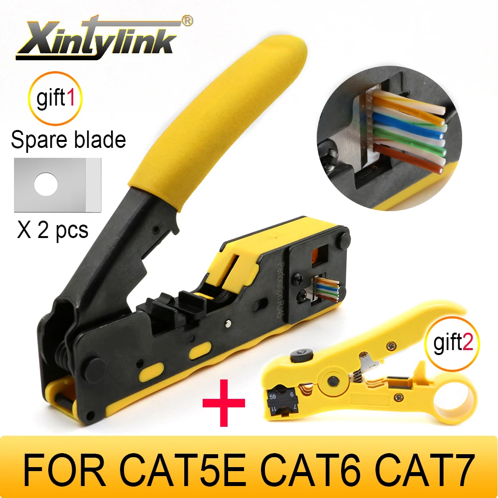 Xintylink Rj45 Tang Crimper Cat5 Cat6 Cat7 Alat Jaringan Rg Rj 45 Kabel Ethernet Alat Pengupas Jepit Pengencang Rg45 Lan Tang Aliexpress