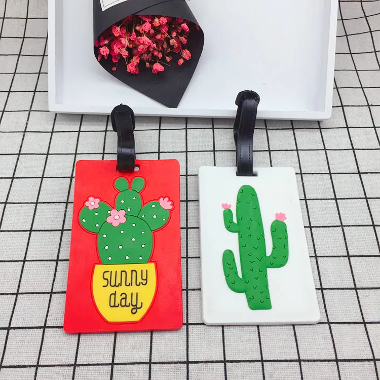 Travel Accessories Cactus Cartoon Luggage Tag Creative Silica Gel Suitcase ID Address Holder Baggage Boarding Portable Label
