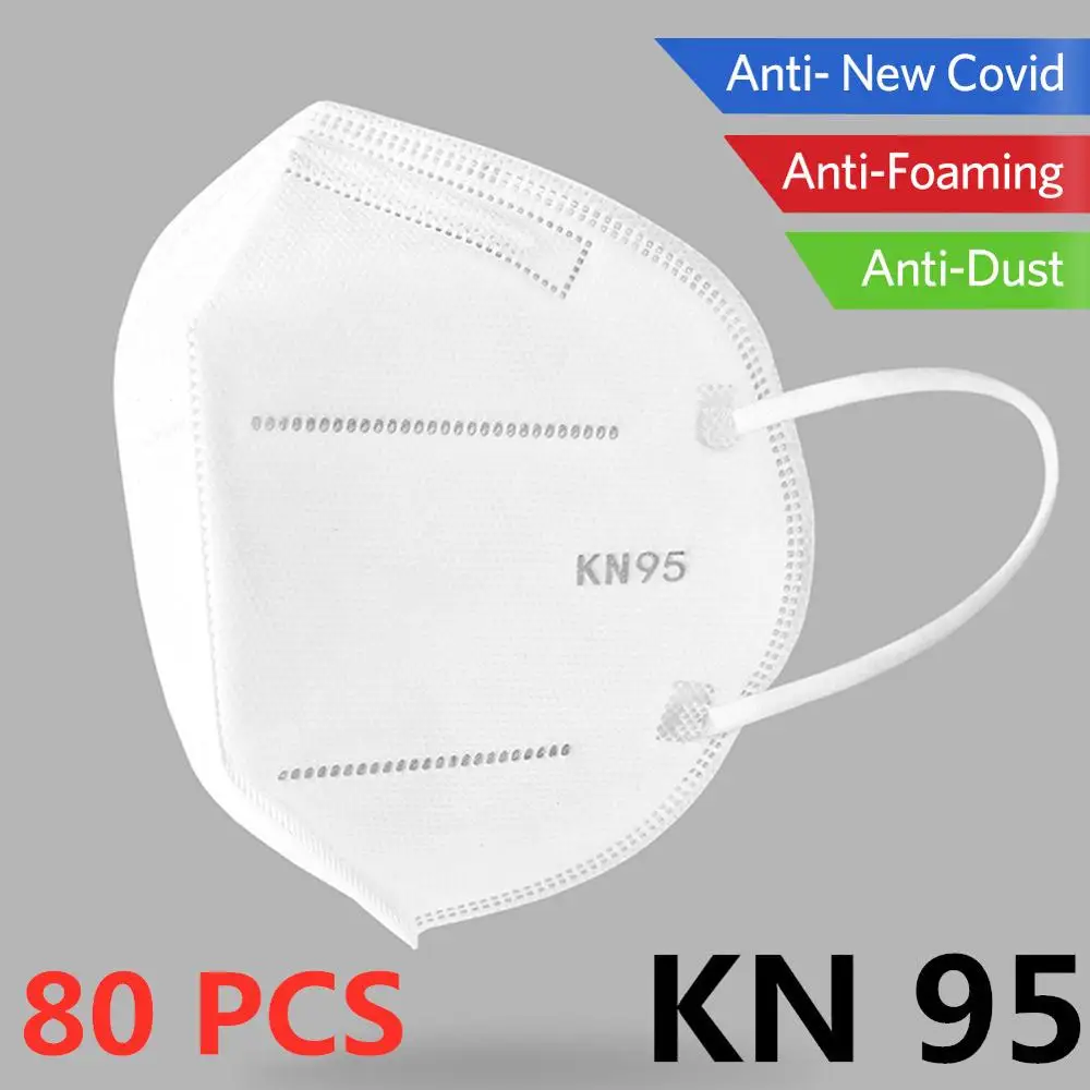 

80Pcs KN95 Mask Anti Dust Anti-fog KN95 Mask 4-Layer PM2.5 Dustproof Protective 95% Filtration Face Masks Breathable Mouth Cover