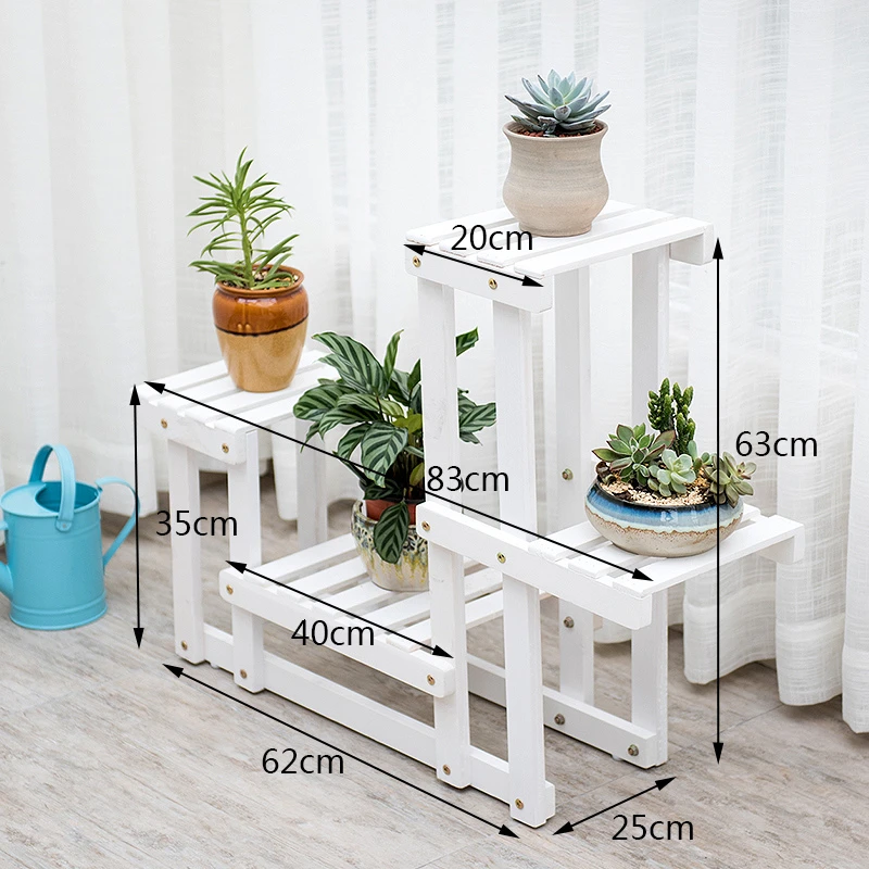 Solid Wood Flower Airs Basin Multi-storey Landing Type Meaty Balcony Decorate Room Built-in Matter - Цвет: setwhitemini