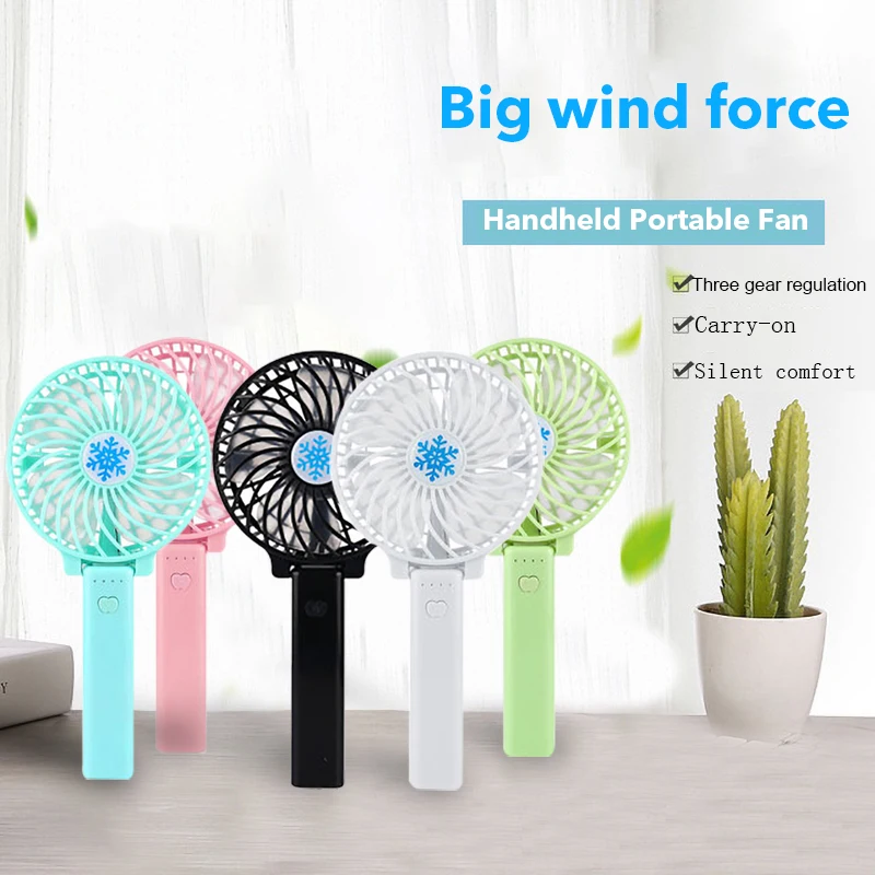 

Mini Handheld Fan Cooler Handheld USB Charging Mini Desk Fan Rechargeable ABS Portable For Office Outdoor Household Travel