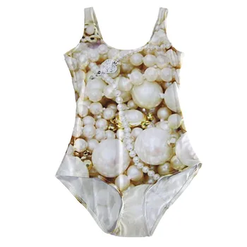 

Digital printed pearl necklace sexy swimsuit