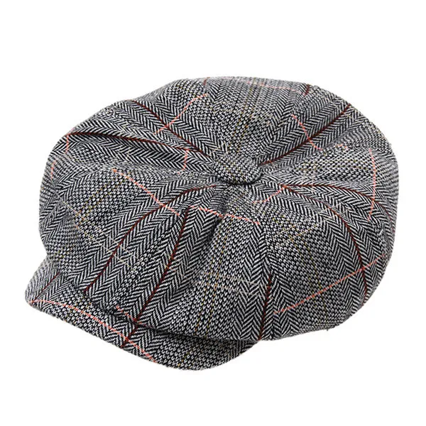 GAOKE, винтажные мужские хлопковые полосатые кепки, газетные кепки, высокое качество, плоская восьмиугольная шляпа для гольфа, аксессуары для вождения - Цвет: Gray