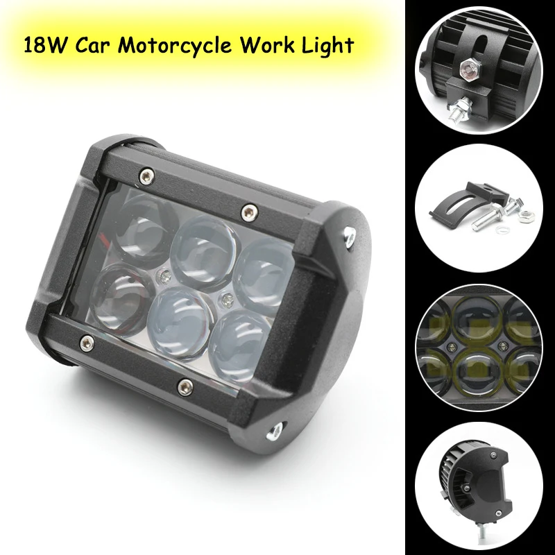 

18W Car Motorcycle Work Light 6000K Led Work Light 12V Waterproof Spot Flood Combo Light Offroad Driving Lamp Truck Tractor SUV