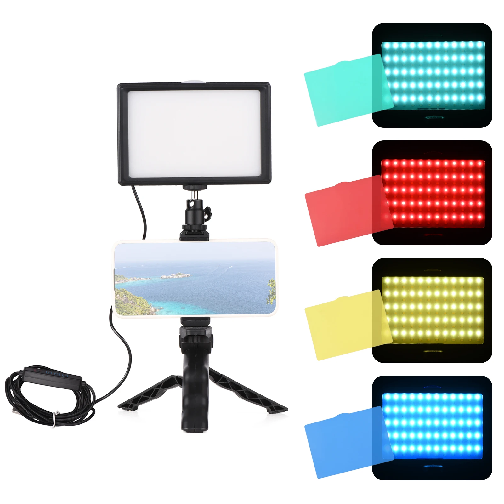 Andoer 2 Packs Desktop LED Video Light Kit + Adjustable Tripod 3200
