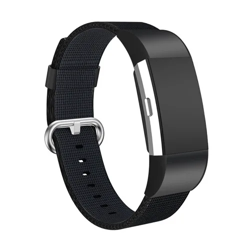 black Спортивный тканый нейлоновый наручный ремешок для браслета FitBit Charge 2 гибкий дышащий сменный ремешок с металлические застежки - Цвет ремешка: black