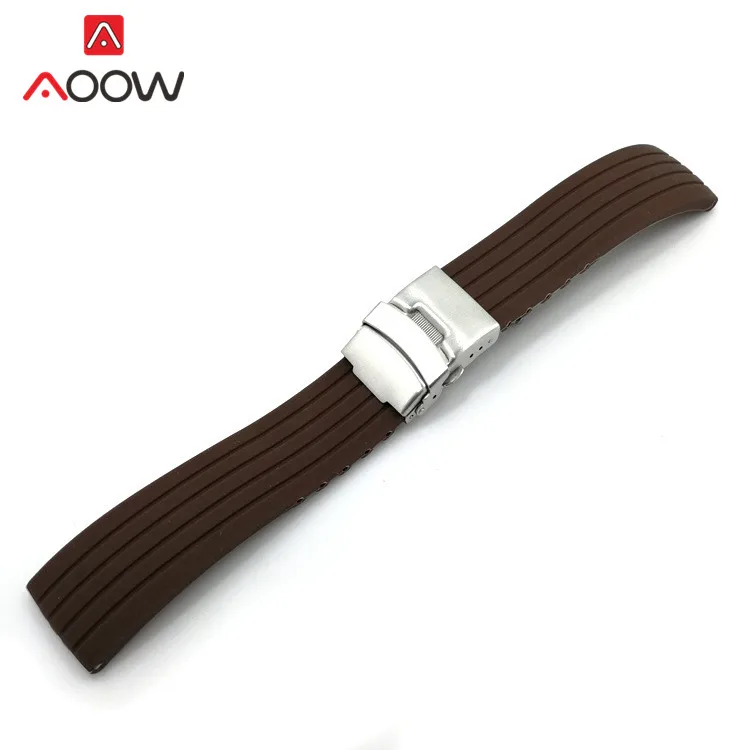 Red Waterproof Silicone Sport Strap with Folding Buckle - Men's Replacement Watch Band Accessories