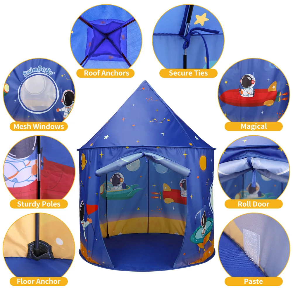 Kids Play Tent Portable Foldable Prince Folding Tent Children Boy Cubby Play House Children Gifts Outdoor Toy Tents Castle 3