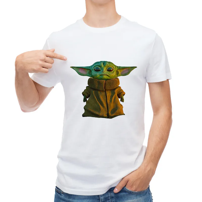 

Baby Yoda mandalorian tee shirt homme the child at the parks funny tops Men short sleeve casual print baby yoda tshirt clothes