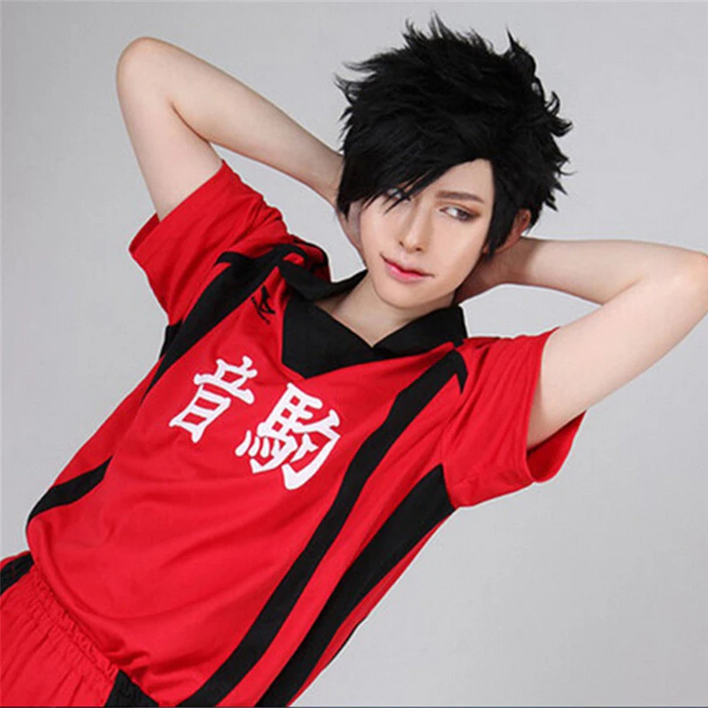 

Anime Haikyu!! Volleyball Tetsurou Kuroo Tetsuro Cosplay Wigs Short Black Heat Resistant Synthetic Hair Wig + Wig Cap