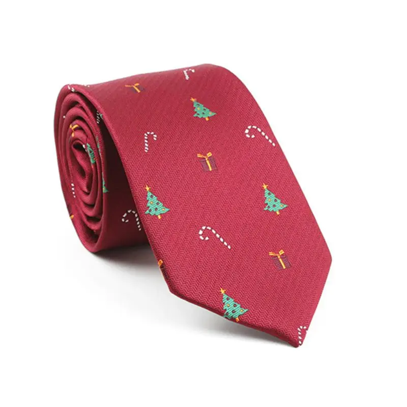 145x7cm Mens Christmas Ties Cute Colored Xmas Tree Santa Claus Printed Holiday Festival Party Jacquard Arrow Nectie Costume
