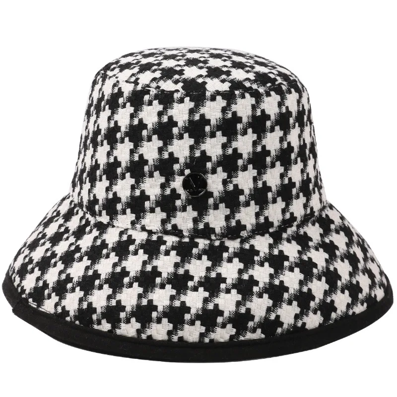 cheap bucket hats 2020 Ins New Autumn And Winter Retro Houndstooth Red Ladies Cotton Fisherman Hat British Girl Hot Pot Hat Sun Hat north face bucket hat Bucket Hats