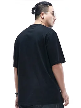 

Black Loose Summer Stylish T Shirt Men Casual Chinese Style Fashion Oversize Round Neck Streetwear Printed Plus Size Top KK60DX