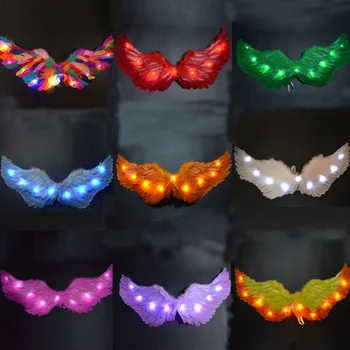 

Glow LED Party Light Up Angel Feather Wings Photo Prop Holiday DIY Wedding Event Birthday Party Halloween Christmas Xmas Decor