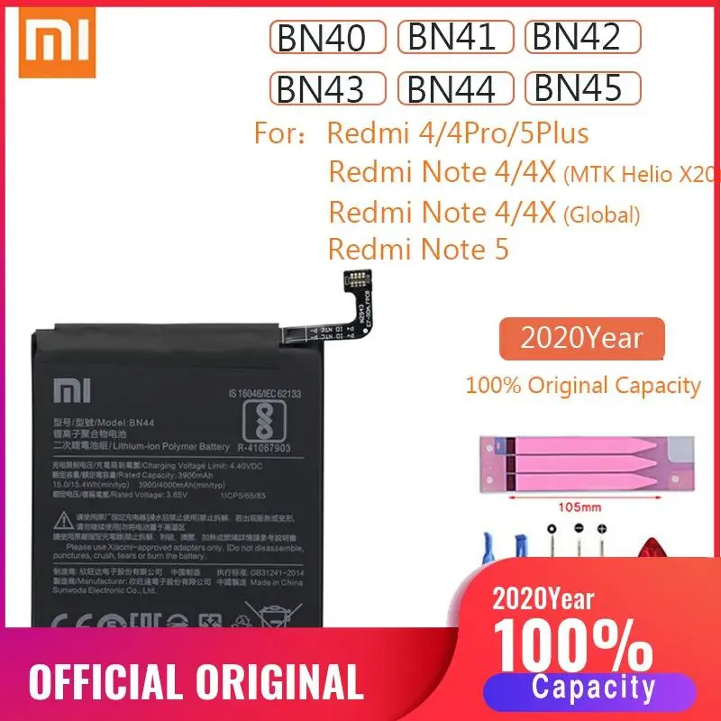 

BN40 BN41 BN42 BN43 BN44 BN45 Original Xiao Mi Redmi 4 Pro 5 Plus Replacement Battery For Xiaomi hongmi Note 4 4X 5 batteries
