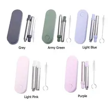 Портативная телескопическая соломинка из нержавеющей стали многоразовая складная телескопическая соломинка металлическая соломинка с коробкой для хранения кистей