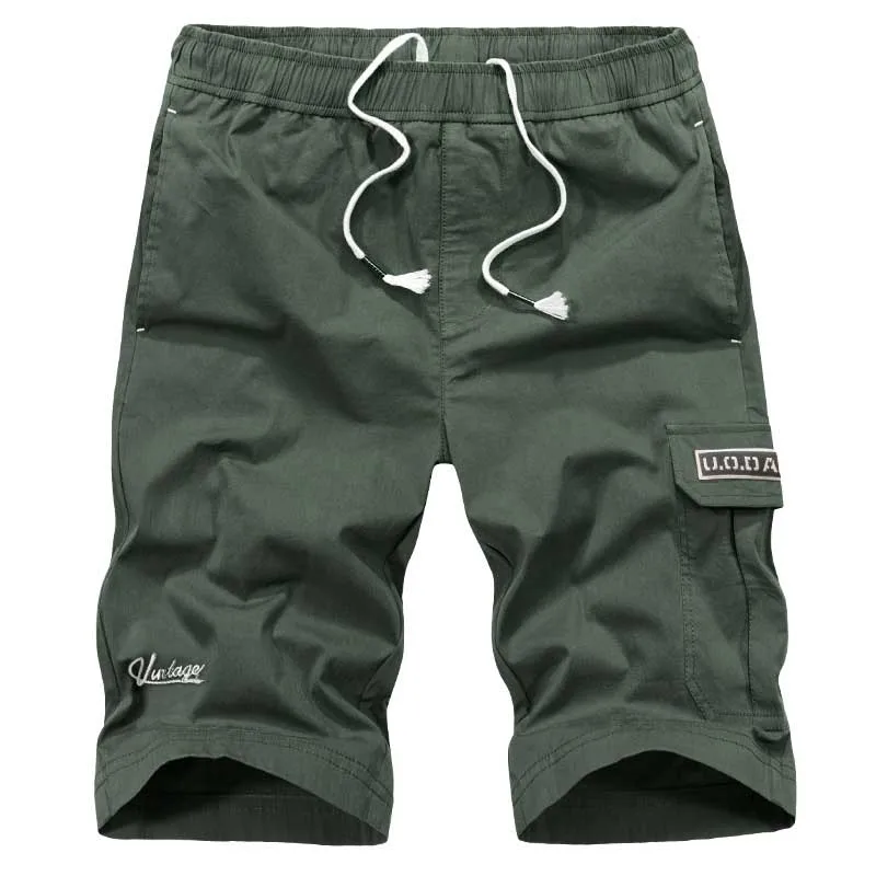Летние шорты Карго с боковыми карманами, хлопковые мужские повседневные шорты, прямые мешковатые пляжные шорты, мужская одежда