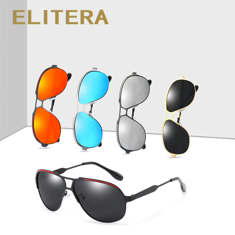 Goedkoop ELITERA Brand Design Mannen Gepolariseerde Zonnebril Metalen mannen Zonnebril Rijden Plein Shades UV400 Mannelijke Eyewear Goggle