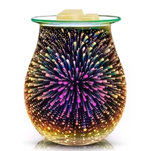 3D Firework Pattern Glass Electric Oil Burner  Wax Melter Warmer Stove For Home Office Bedroom Living Room Gift