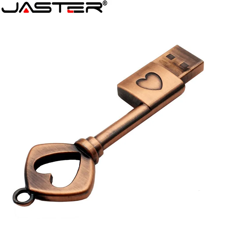 JASTER опт металлический медный сердечный ключ USB флеш-накопитель 4 ГБ 8 16 32 usb 2 0 карта