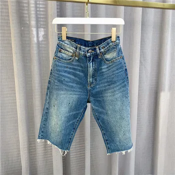

High-waist Five-point straight denim shorts fashion wild casual women denim shorts Cycling shorts 2020 summer
