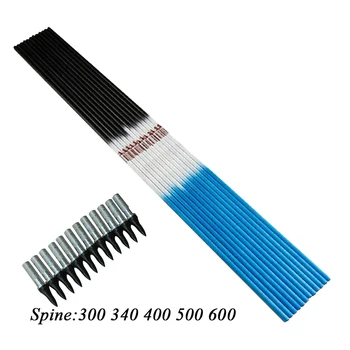 

12pcs Linkboy Archery Spine300-600 ID6.2mm Pure Carbon Arrow Shaft Blue 75GR tips insert compound Bow Hunting and Shooting