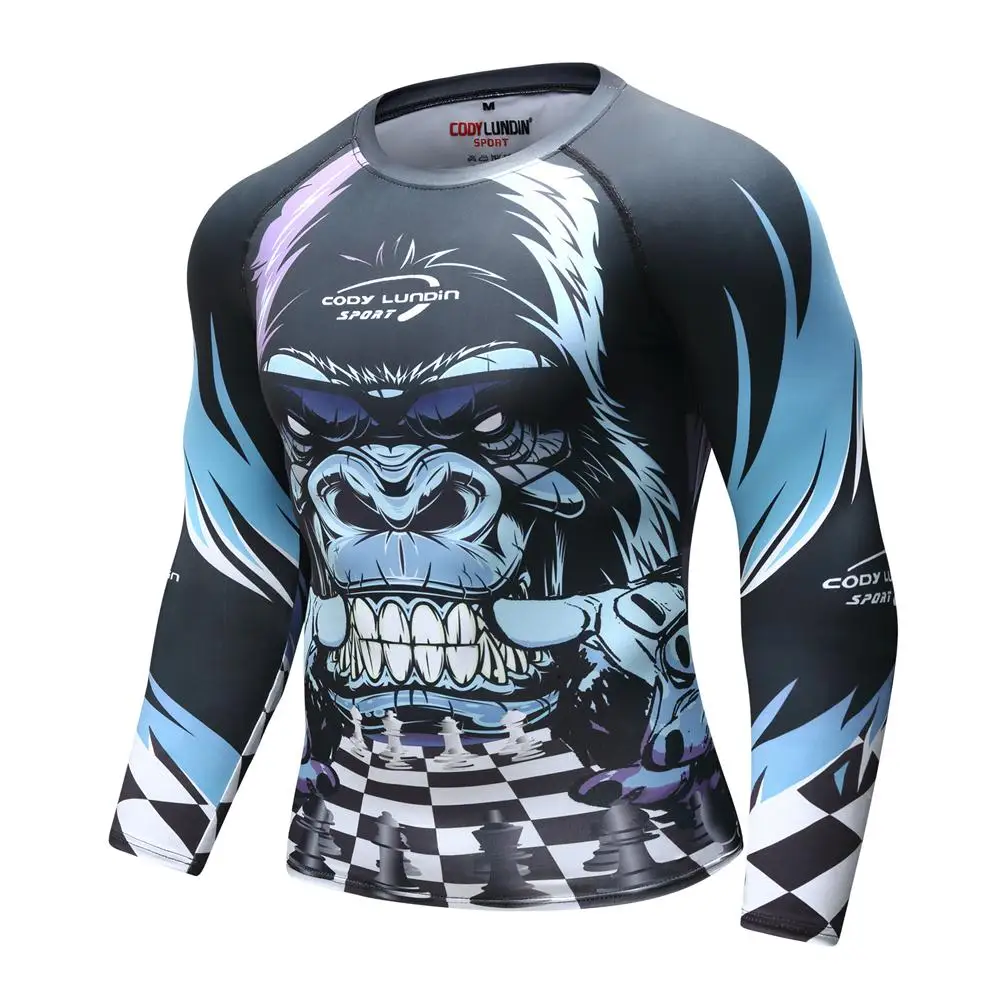 Boksen/набор компрессионных футболок с 3D орангутангом Afdrukken Rashguard Kickboksen Strakke футболки Broek Muay Thai MMA Fightwear