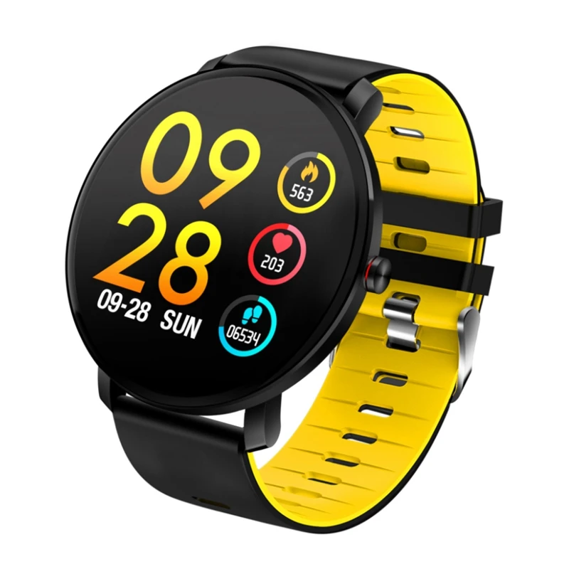 Yellow FULL-K9 Смарт-часы Bluetooth спортивный браслет измеритель сердечного ритма открытый шагомер - Цвет: Yellow